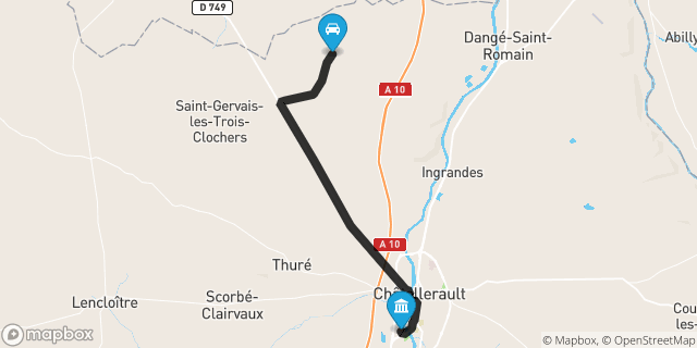 Itinéraire vers Châtellerault