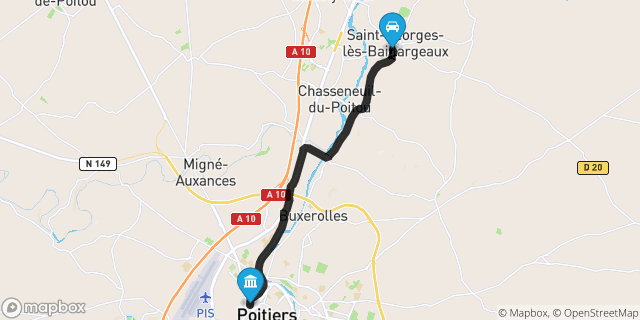 Itinéraire vers Poitiers