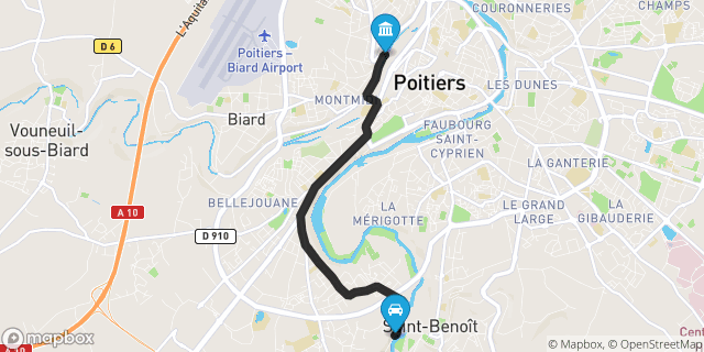 Itinéraire vers Poitiers