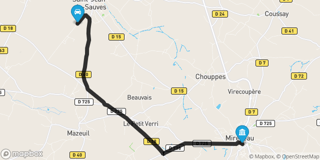 Itinéraire vers Mirebeau