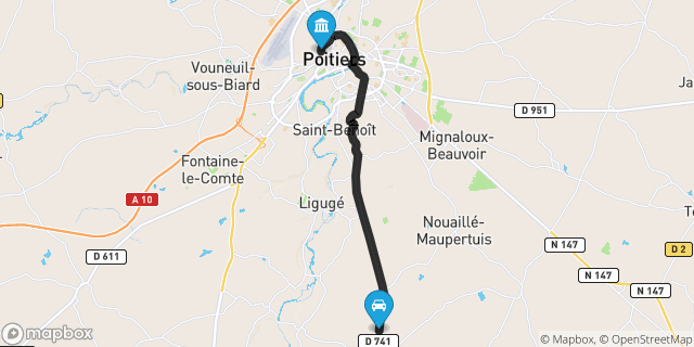 Itinéraire vers Poitiers