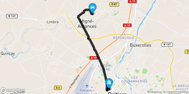 Itinéraire vers Poitiers
