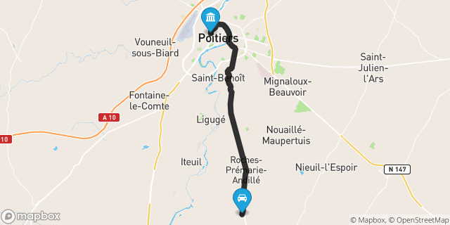 Itinéraire vers Poitiers