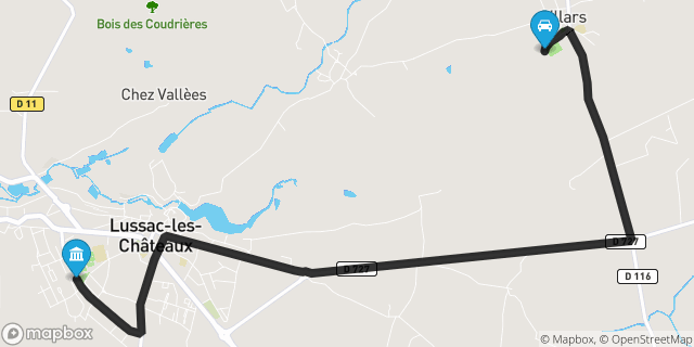 Itinéraire vers Lussac-les-Châteaux
