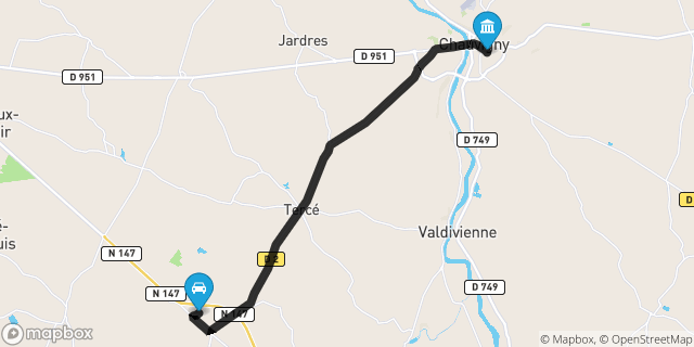 Itinéraire vers Chauvigny