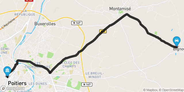 Itinéraire vers Poitiers