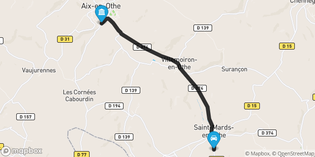 Itinéraire vers Aix-en-Othe