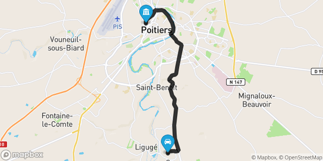 Itinéraire vers Poitiers
