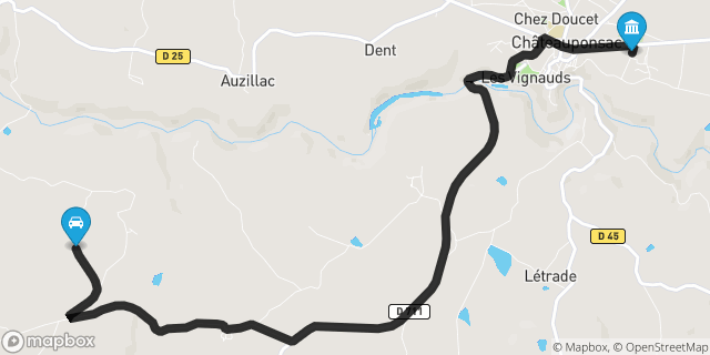 Itinéraire vers Châteauponsac