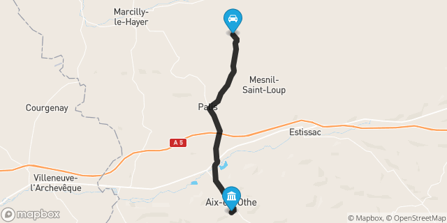 Itinéraire vers Aix-en-Othe