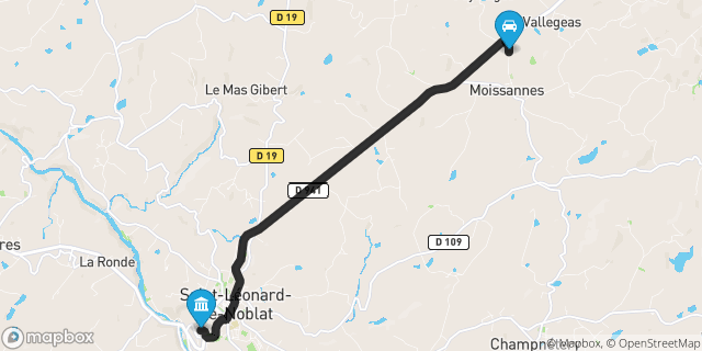 Itinéraire vers Saint-Léonard-de-Noblat