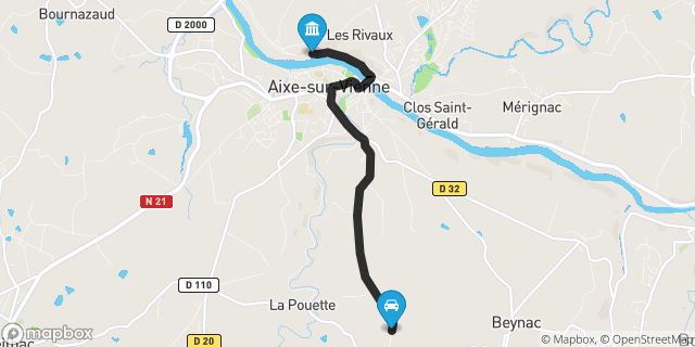 Itinéraire vers Aixe-sur-Vienne