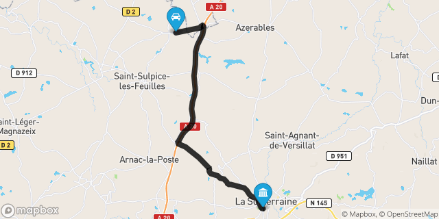 Itinéraire vers La Souterraine