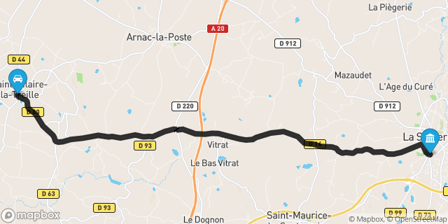 Itinéraire vers La Souterraine