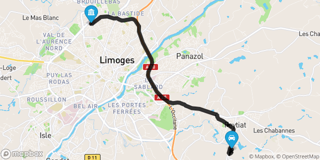 Itinéraire vers Limoges