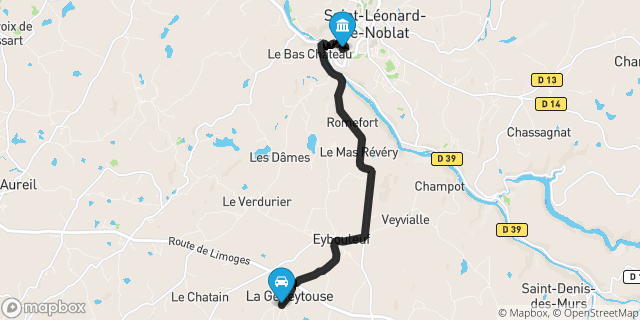 Itinéraire vers Saint-Léonard-de-Noblat