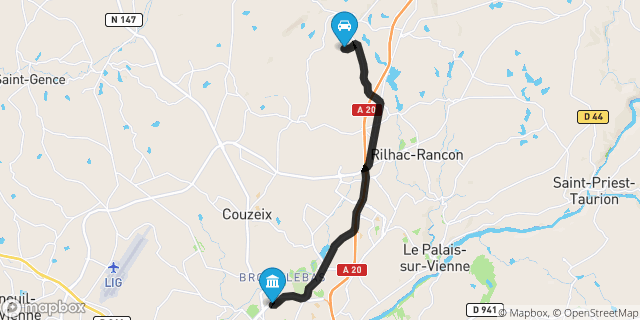 Itinéraire vers Limoges