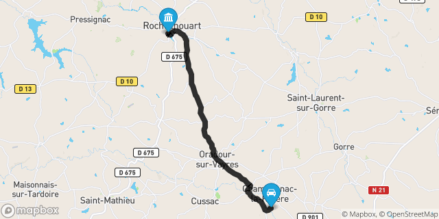 Itinéraire vers Rochechouart