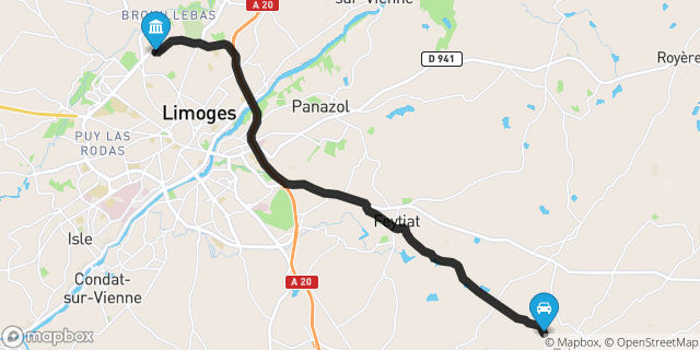 Itinéraire vers Limoges