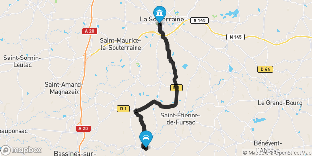Itinéraire vers La Souterraine