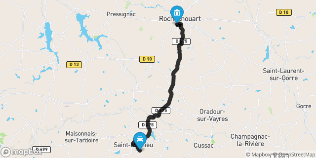 Itinéraire vers Rochechouart