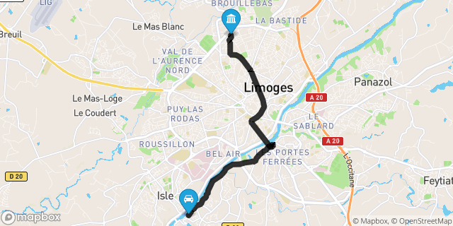 Itinéraire vers Limoges