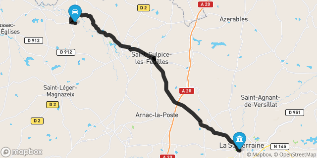 Itinéraire vers La Souterraine