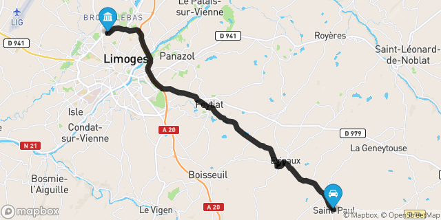 Itinéraire vers Limoges