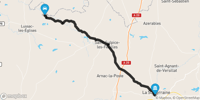 Itinéraire vers La Souterraine