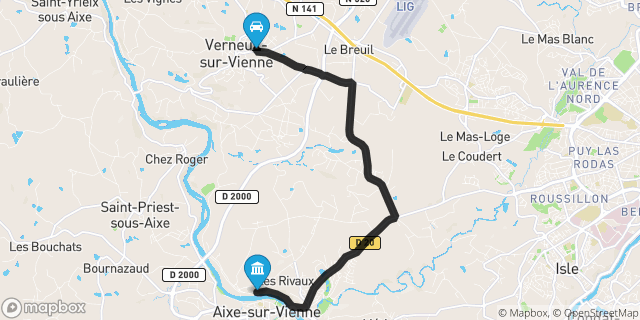 Itinéraire vers Aixe-sur-Vienne