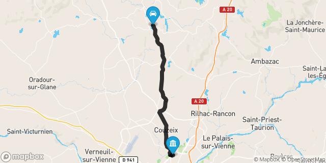 Itinéraire vers Limoges