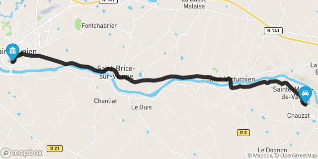 Itinéraire vers Saint-Junien