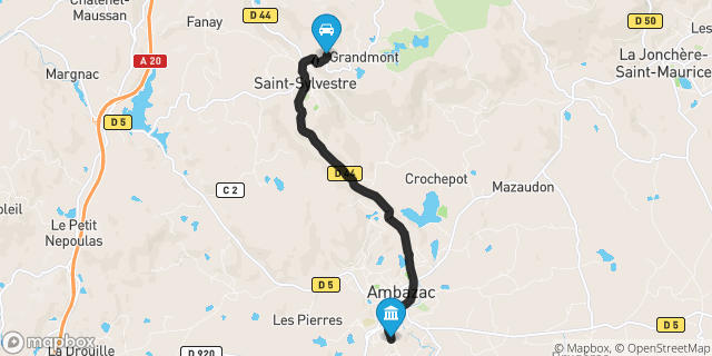 Itinéraire vers Ambazac
