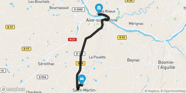 Itinéraire vers Aixe-sur-Vienne
