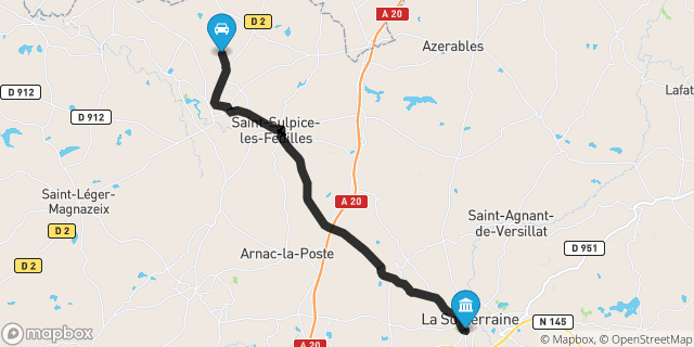 Itinéraire vers La Souterraine