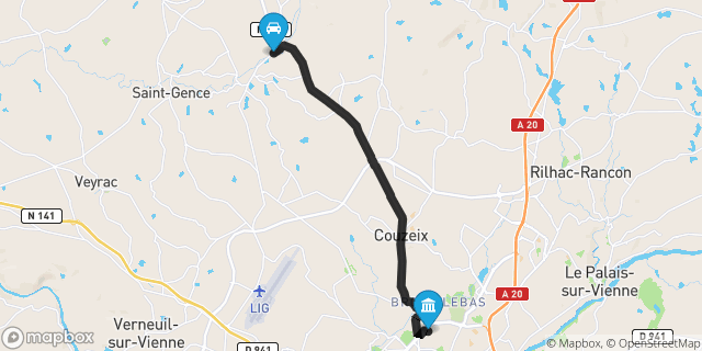 Itinéraire vers Limoges