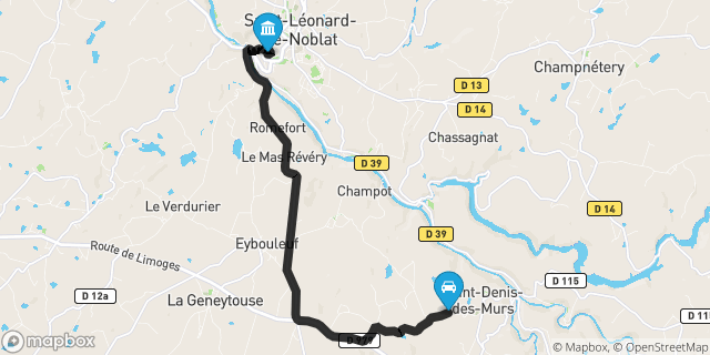 Itinéraire vers Saint-Léonard-de-Noblat