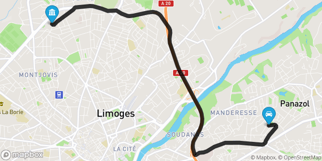 Itinéraire vers Limoges