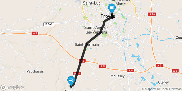 Itinéraire vers Troyes