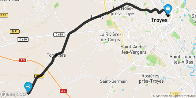 Itinéraire vers Troyes