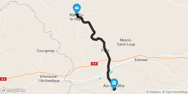 Itinéraire vers Aix-en-Othe