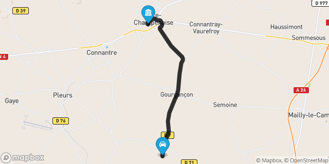 Itinéraire vers Fère-Champenoise