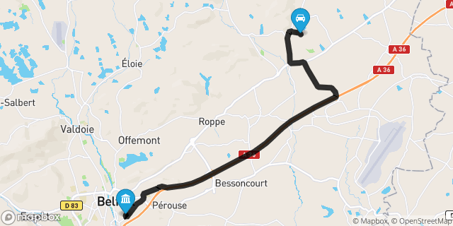Itinéraire vers Belfort
