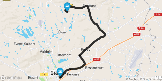 Itinéraire vers Belfort
