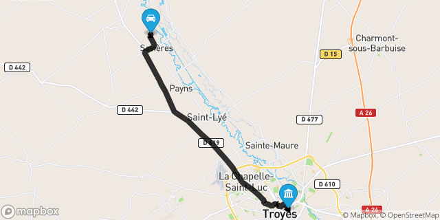 Itinéraire vers Troyes