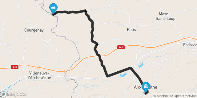 Itinéraire vers Aix-en-Othe