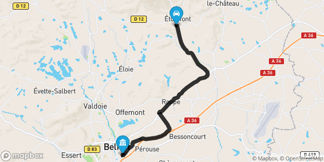 Itinéraire vers Belfort