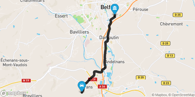 Itinéraire vers Belfort
