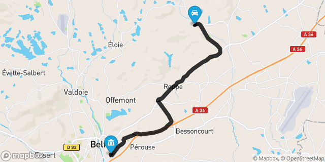 Itinéraire vers Belfort