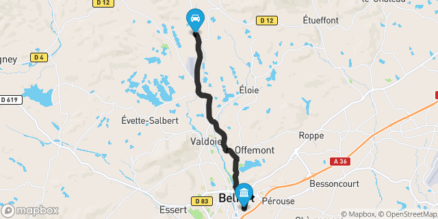Itinéraire vers Belfort